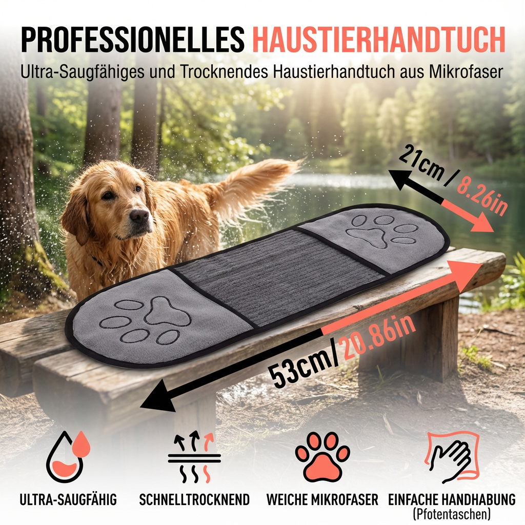 Ultra-Saugfähiges und Trocknendes Haustierhandtuch aus Mikrofaser