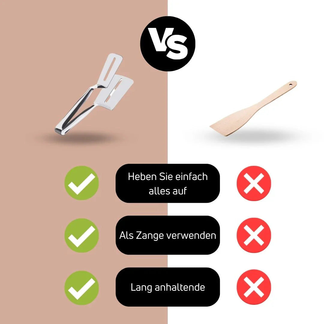 Doppelseitiger Edelstahlwender mit rutschfestem Griff – Ideal für Grillen und Braten