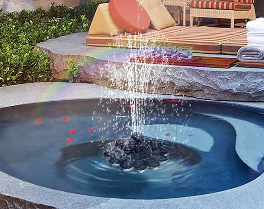 Solarbetriebener Springbrunnen für den Garten – Blumen-Design Wasserfontäne für Teiche und Pools