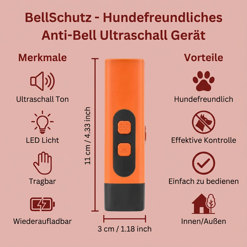 BellSchutz - Hundefreundliches Anti-Bell Ultraschall Gerät