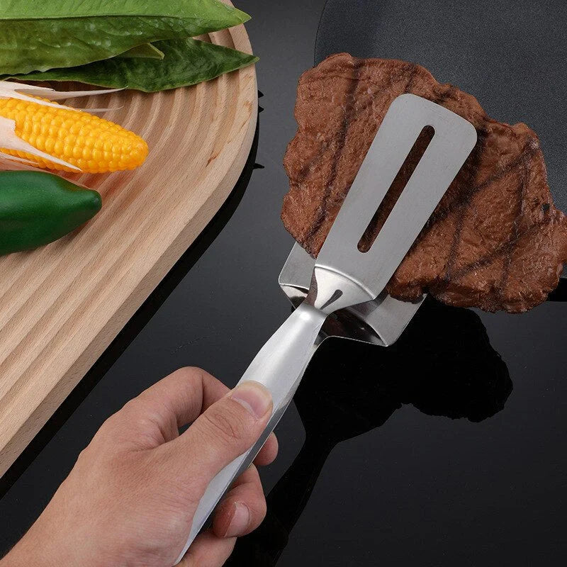 Doppelseitiger Edelstahlwender mit rutschfestem Griff – Ideal für Grillen und Braten