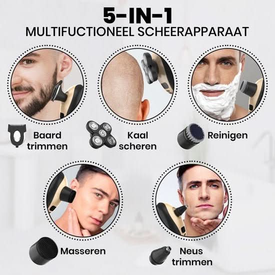 5-In-1 Herrenrasierer – Glatte Rasur Ohne Hautirritation & Mit Multifunktionalem Zubehör