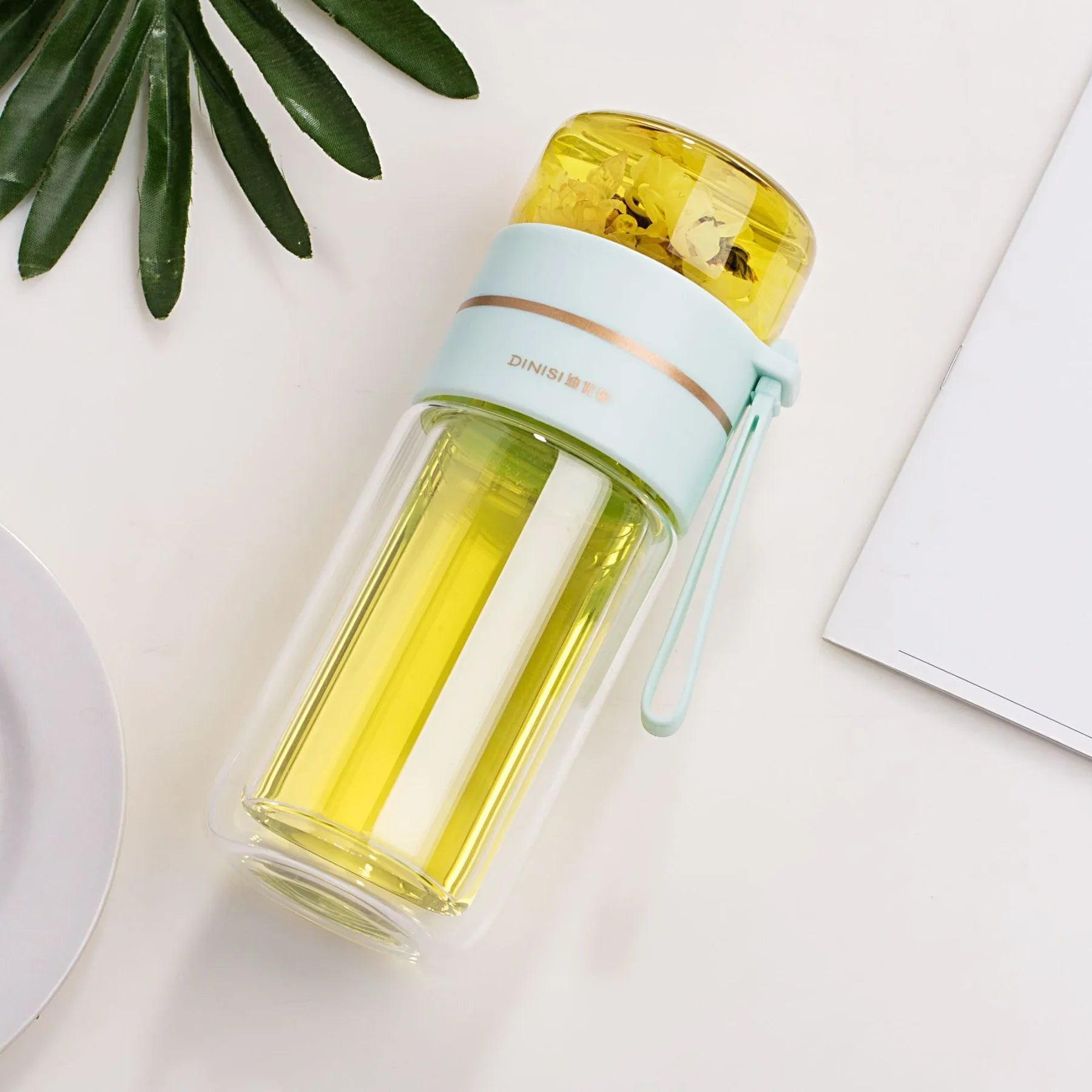 Doppelwandige Glasflasche Mit Teesieb Und Infuser