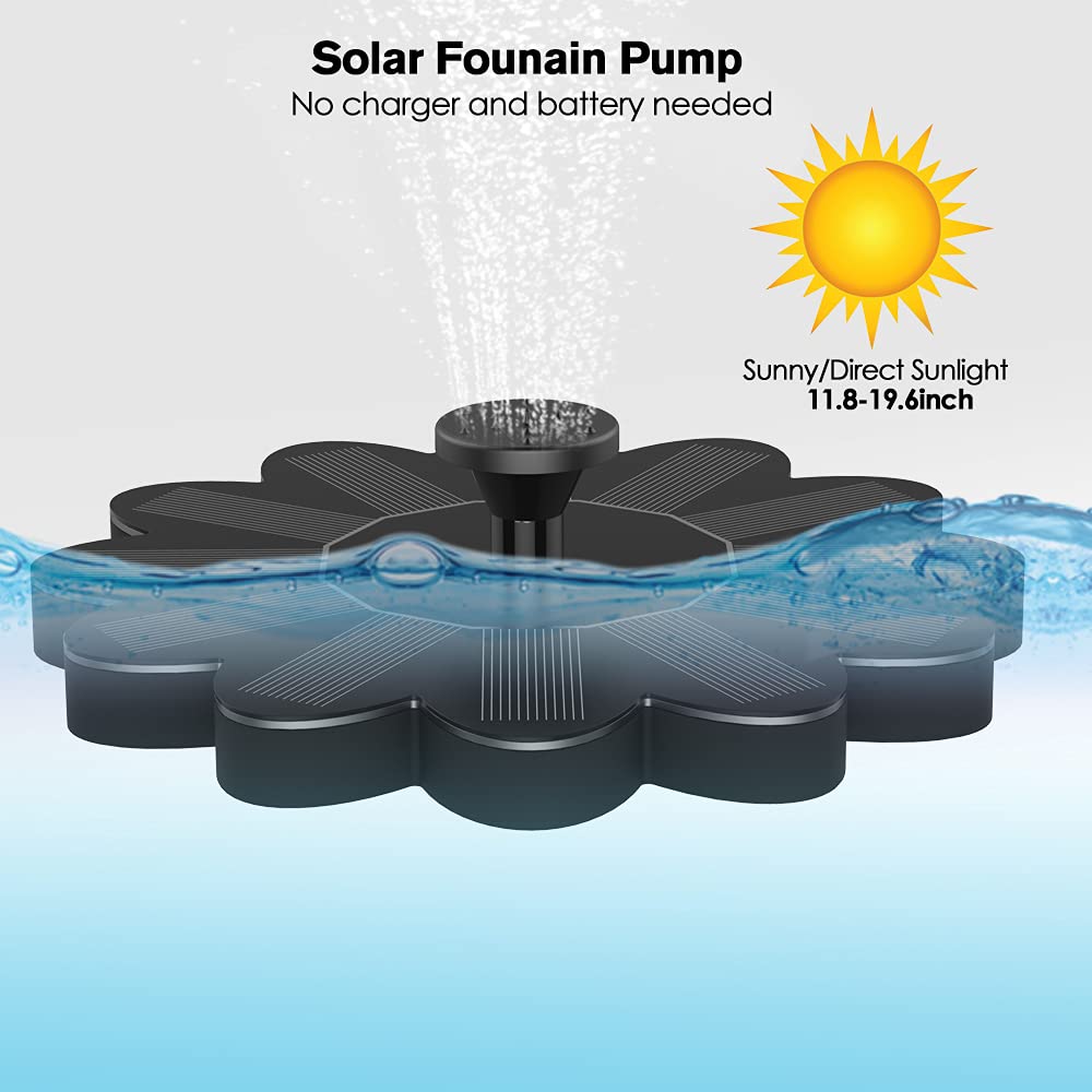 Solarbetriebener Springbrunnen für den Garten – Blumen-Design Wasserfontäne für Teiche und Pools