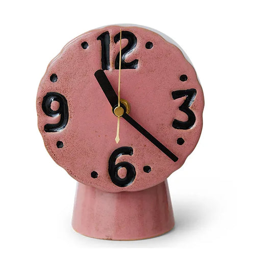 Retro Keramik Uhr 16.2 cm, Pink