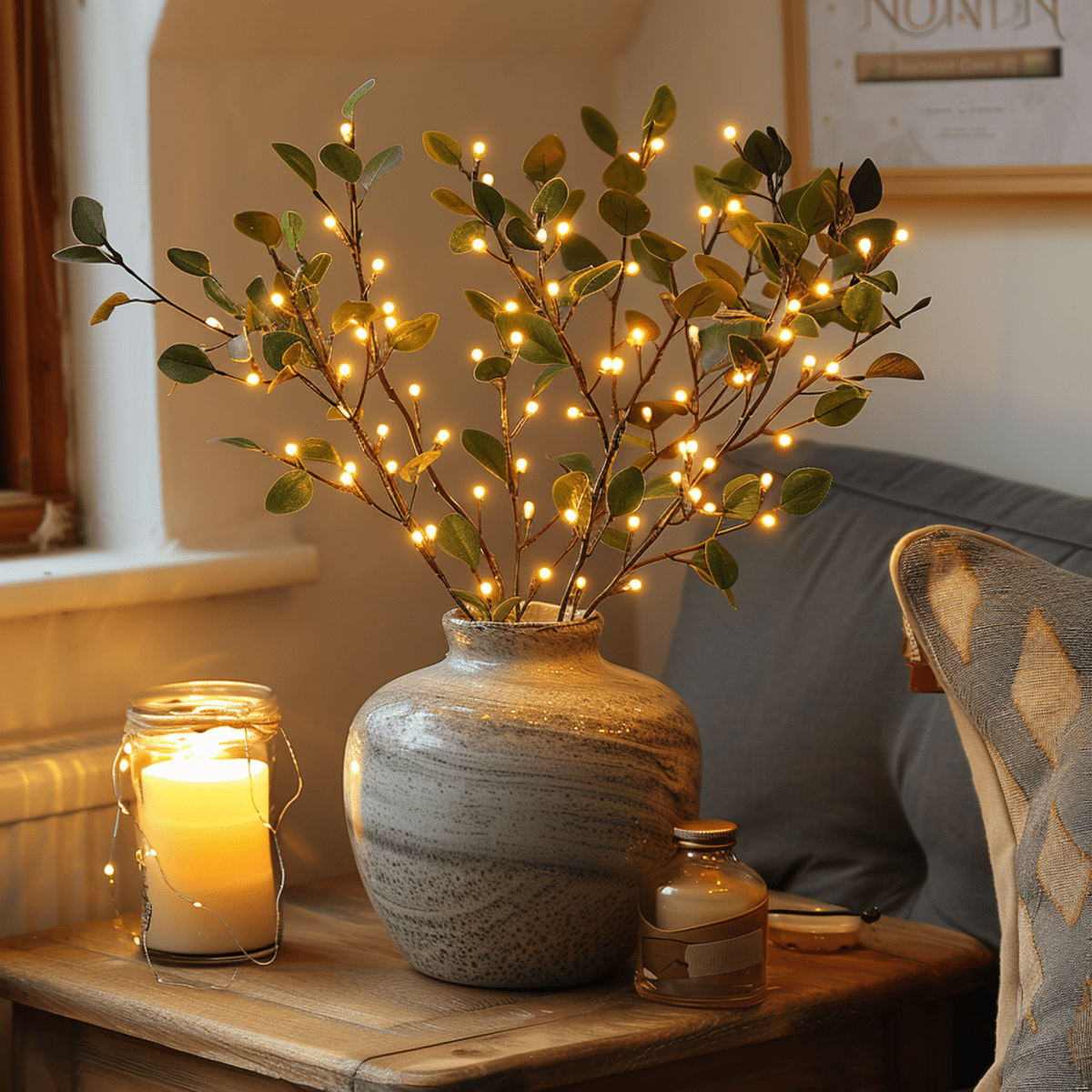 LUMIVISTA Olive Licht – Mediterrane LED-Lichterzweige Für Stimmungsvolle Und Kabellose Dekoration
