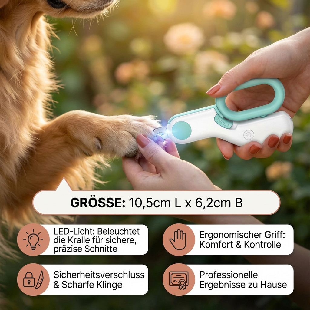 Professioneller Nagelzwicker für Haustiere mit integriertem Licht