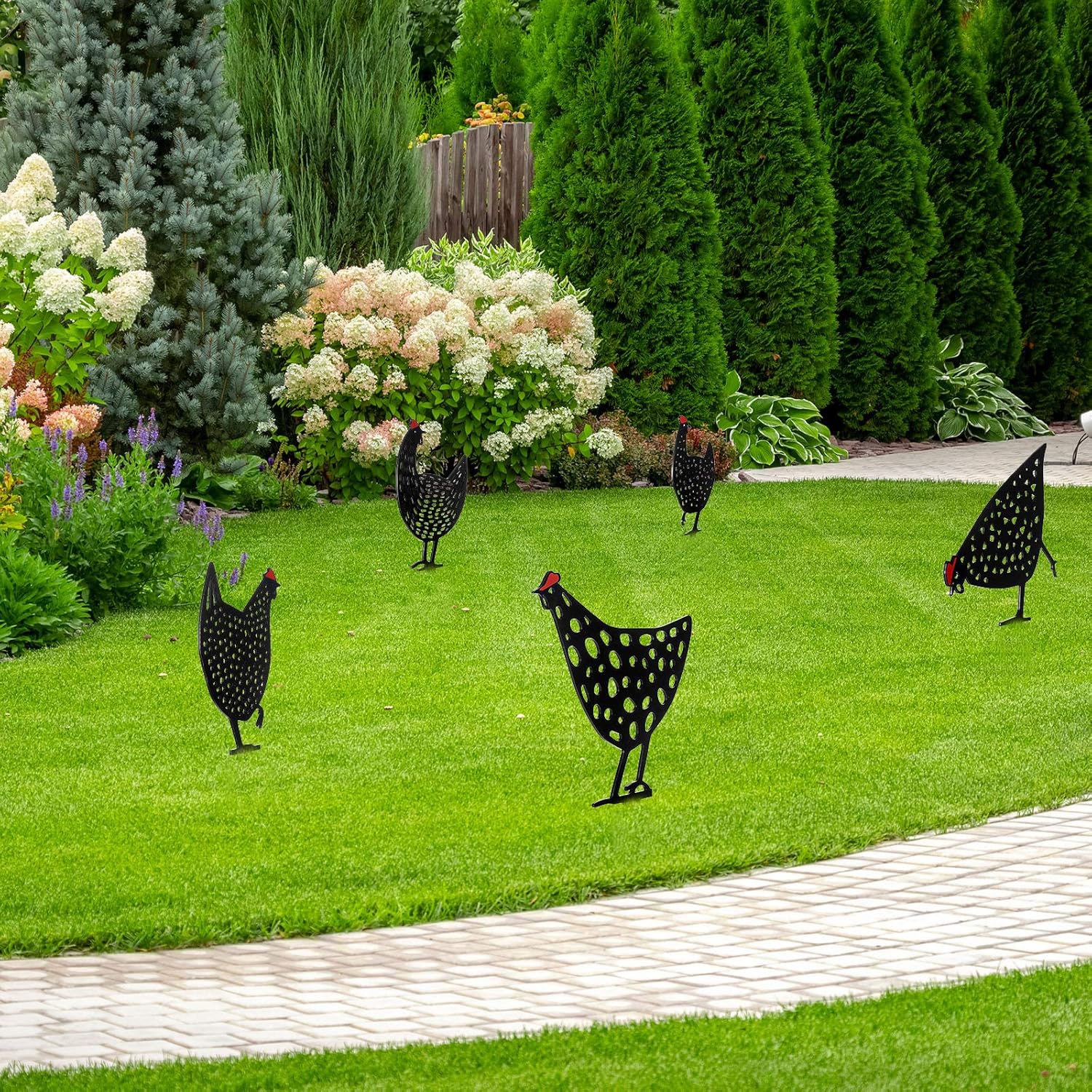 Dekorative Hühner aus Metall – Gartenstecker Set für den Außenbereich