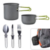 Camping-Kochgeschirr-Set mit Edelstahl-Besteck und Tragetasche