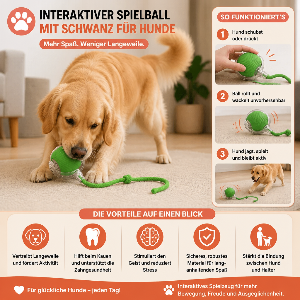 Interaktiver Spielball mit Schwanz für Hunde