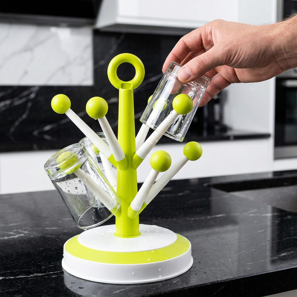 Vielseitiger Becher-Abtropfständer mit kreativem Baumdesign für die Küche