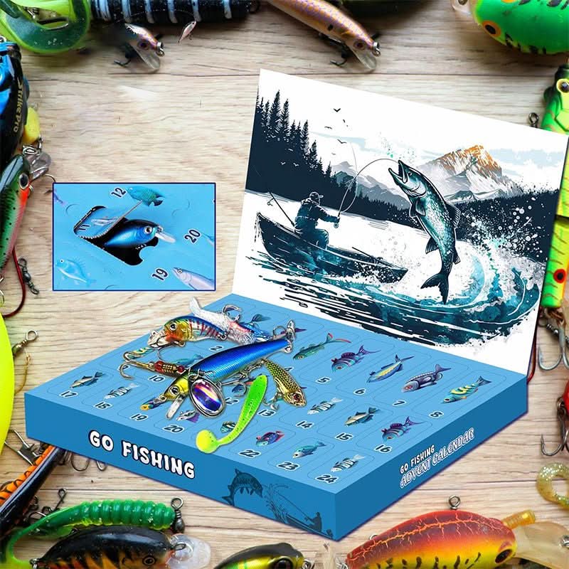 FISHMAS – 24 Tage Weihnachts 2025 Abzählung Angel-Ausrüstung Satz