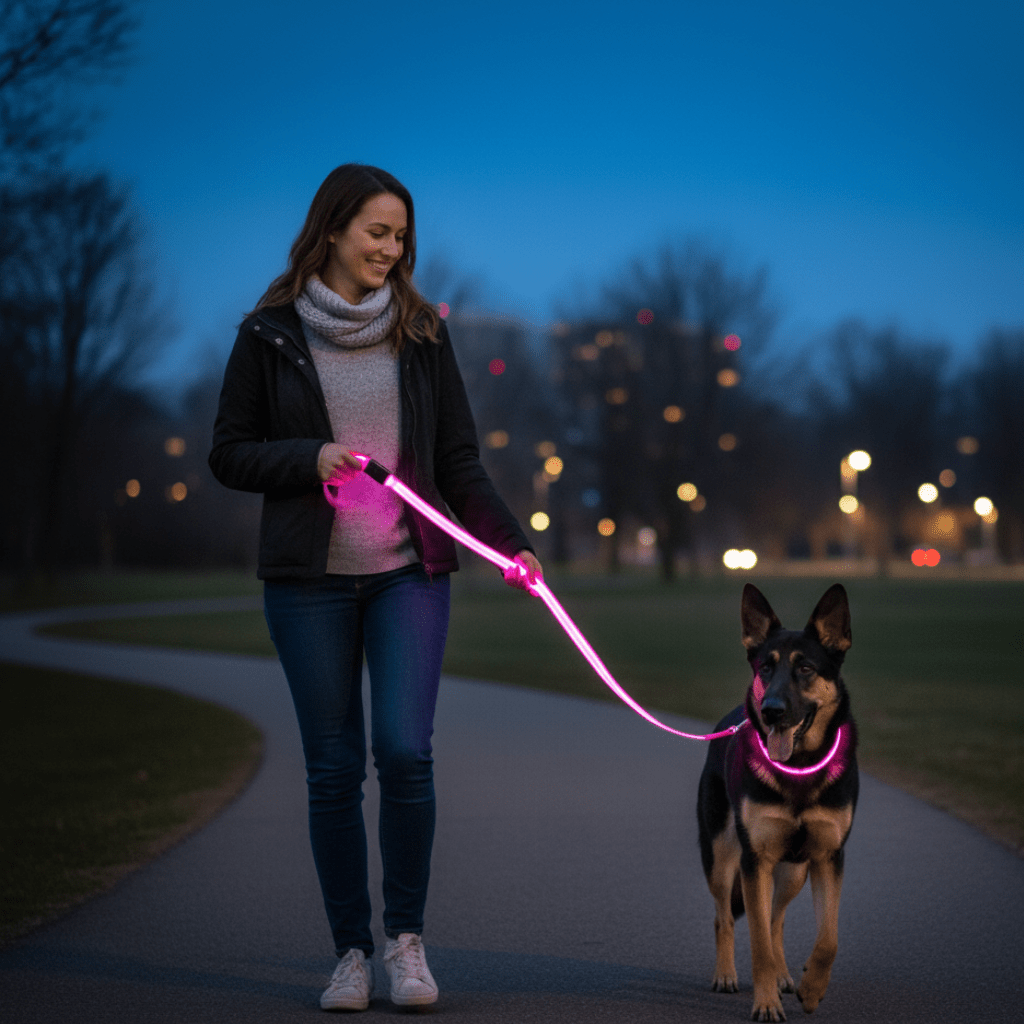 BARKBRIGHT – Wiederaufladbare LED-Leine mit komfortablem ergonomischem Griff 0