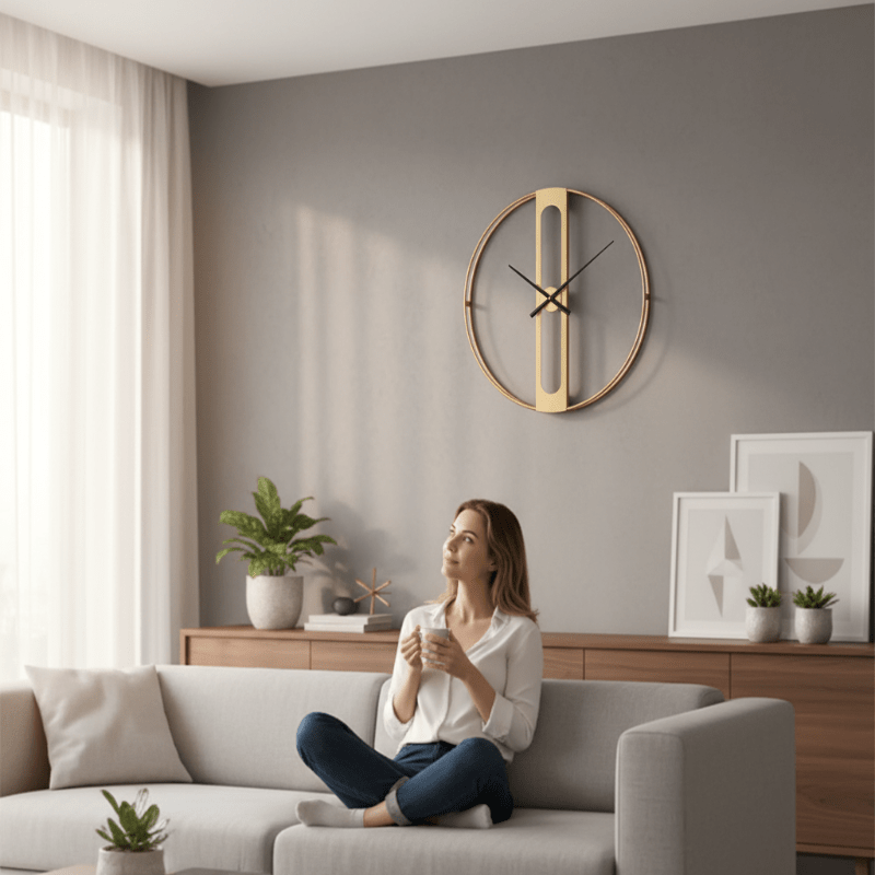 CHRONOLUX – 50 cm große Wanduhr aus gold- und schwarzem Metall für modernes Dekor 8
