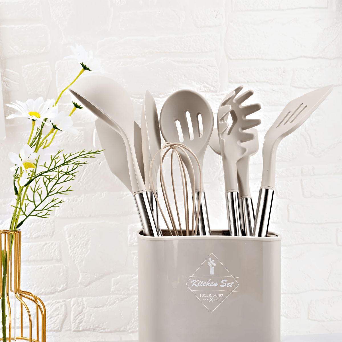 Culinara Pro – 12-teiliges Silikon-Küchenutensilien-Set mit Edelstahlgriffen