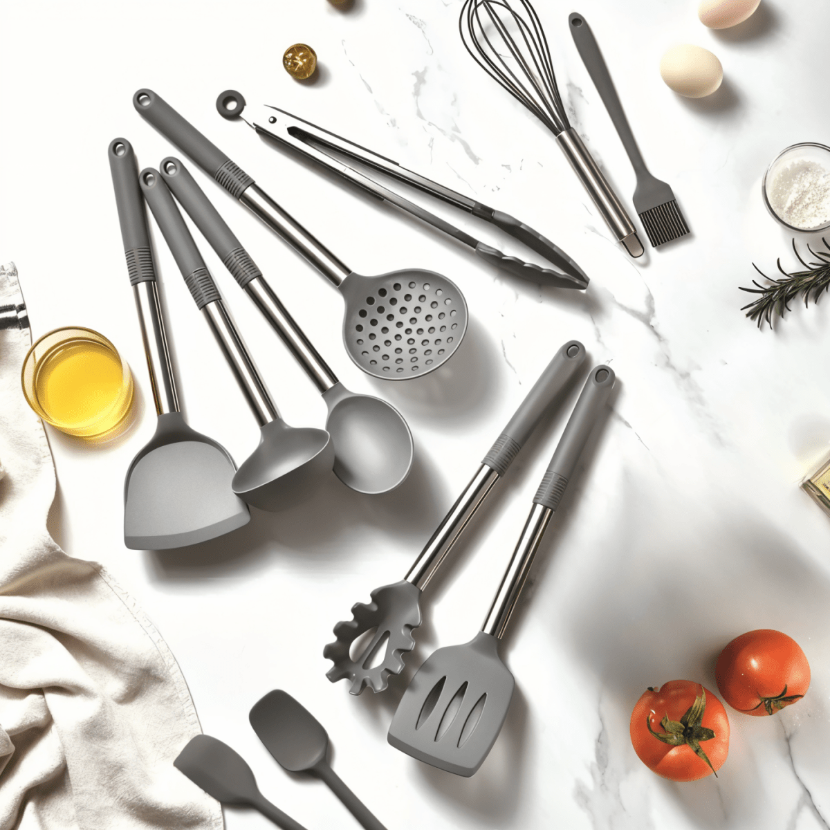 Culinara Pro – 12-teiliges Silikon-Küchenutensilien-Set mit Edelstahlgriffen