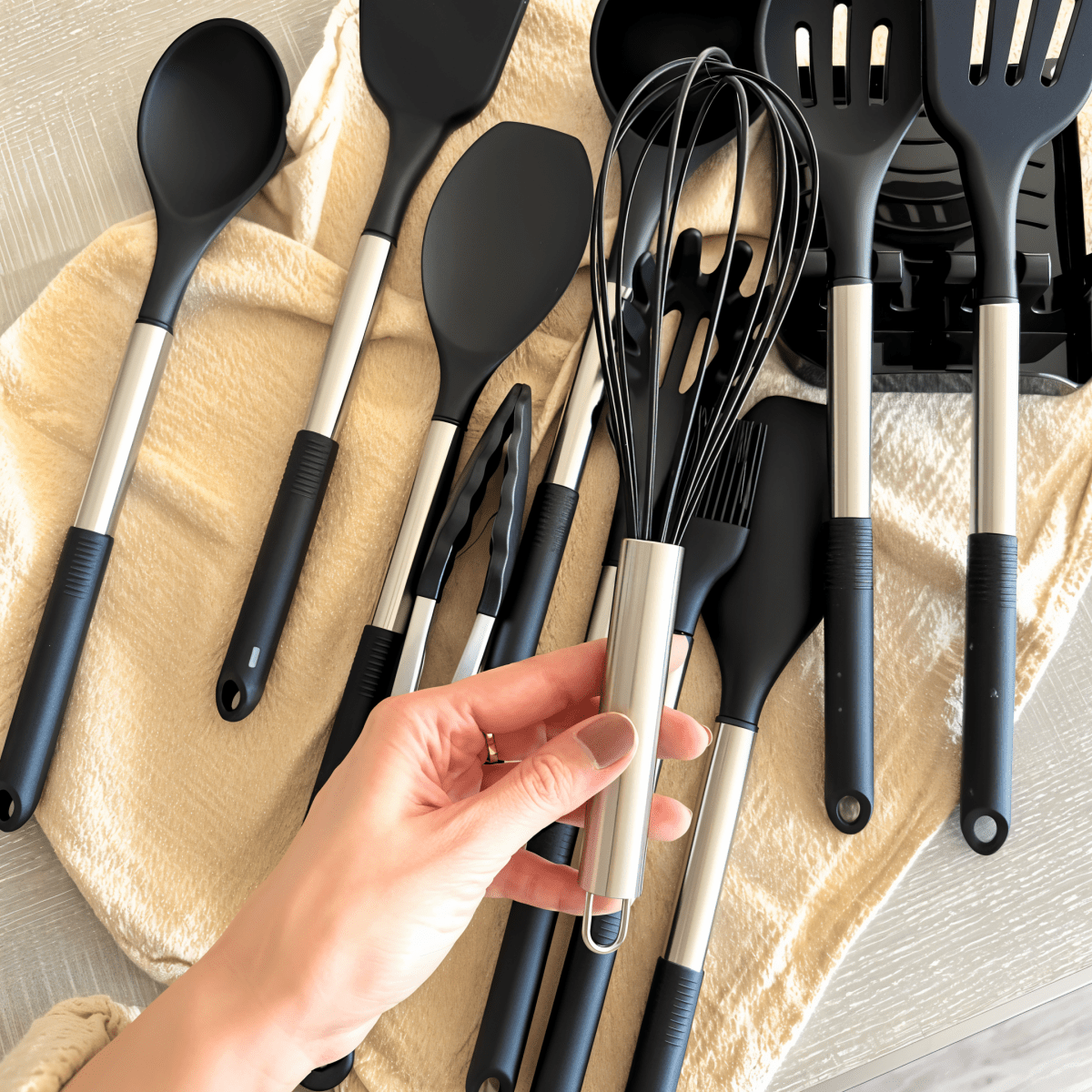 Culinara Pro – 12-teiliges Silikon-Küchenutensilien-Set mit Edelstahlgriffen