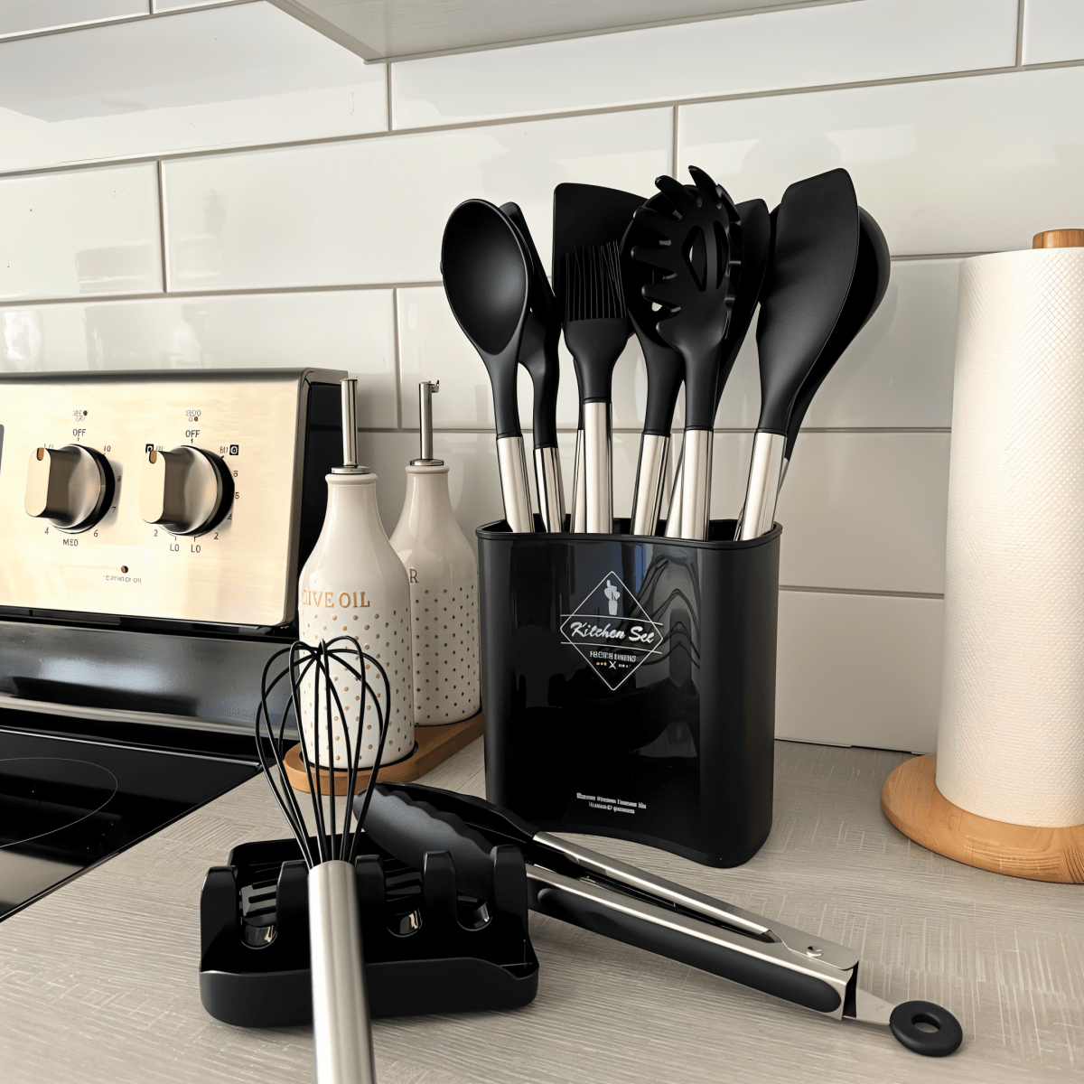 Culinara Pro – 12-teiliges Silikon-Küchenutensilien-Set mit Edelstahlgriffen