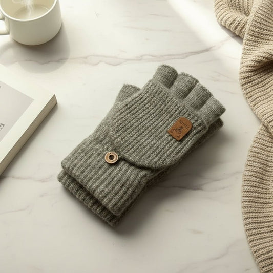 Kuscheliggestrickt – Dicke Gestrickte Halbfingerhandschuhe Für Komfort & Einfaches Tippen