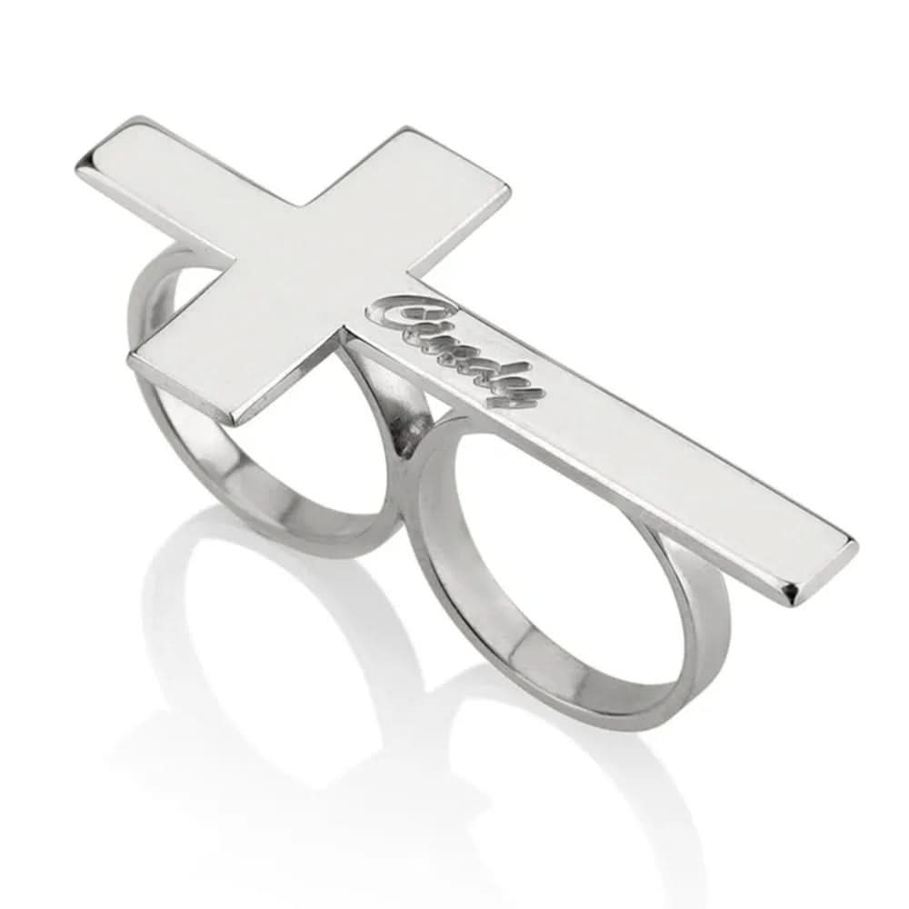 VALTORIA – Edelstahl Zwei-Finger-Ring Mit Gravuroption