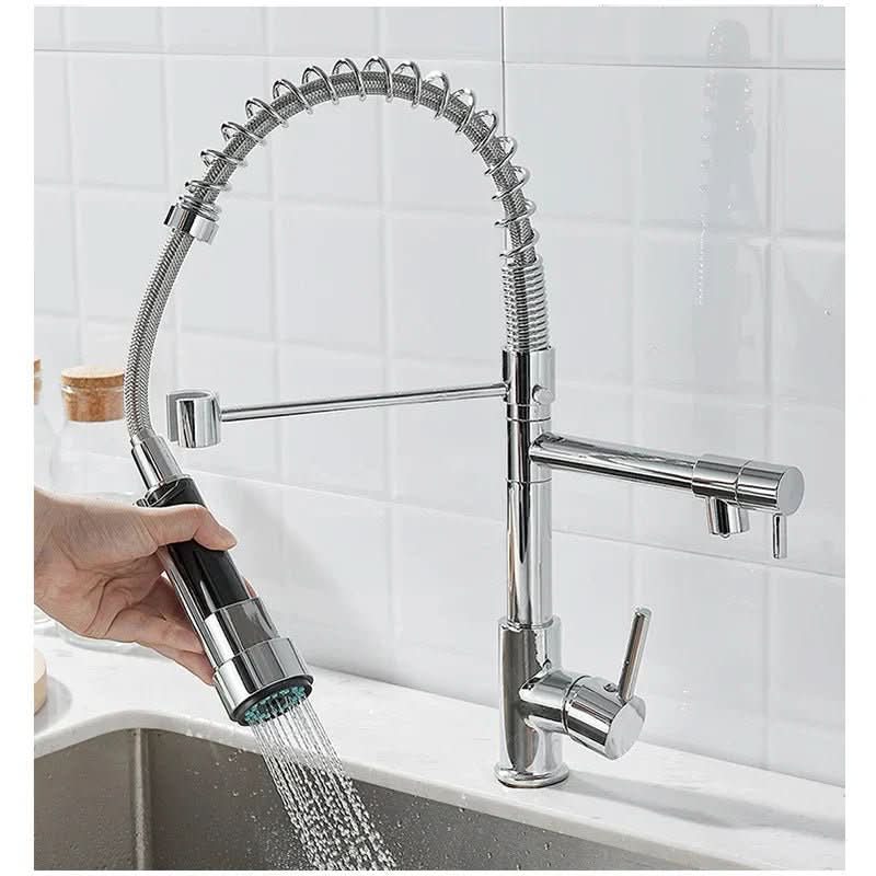 DUALFLOW Küchenhahn – Schwarzer Wasserhahn Mit Doppelauslass & Einhebelbedienung