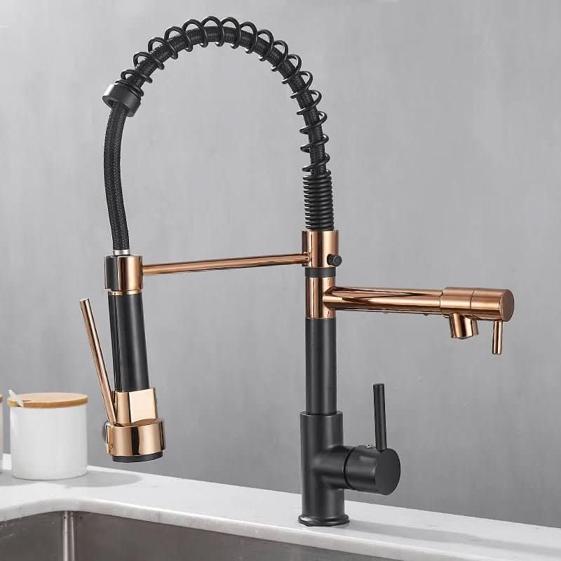 DUALFLOW Küchenhahn – Schwarzer Wasserhahn Mit Doppelauslass & Einhebelbedienung