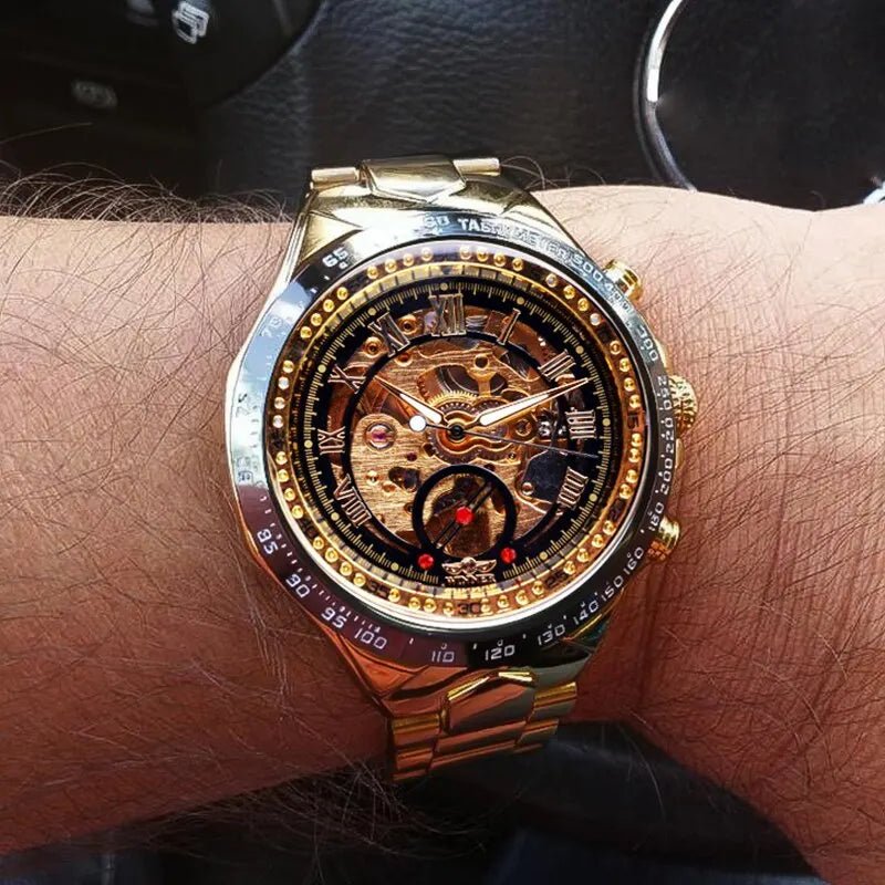 ECLIPTICA – Automatische Armbanduhr mit schimmerndem Gold-Strass 6