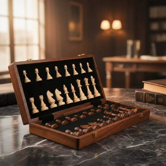 ELITEWOOD SCHACH – Hochwertiges Schachset aus Massivholz mit klappbarem Brett 0