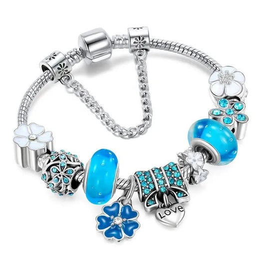 Elegantes Blumen-Charm-Armband aus 925er Sterlingsilber für Damen – von der Natur inspiriertes Design 0