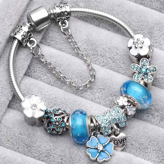 Elegantes Blumen-Charm-Armband aus 925er Sterlingsilber für Damen – von der Natur inspiriertes Design 1