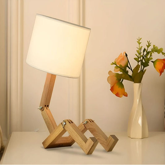 LUMIROBOT – Verstellbare Holzlampe im Roboterdesign für Lese- & Arbeitslicht