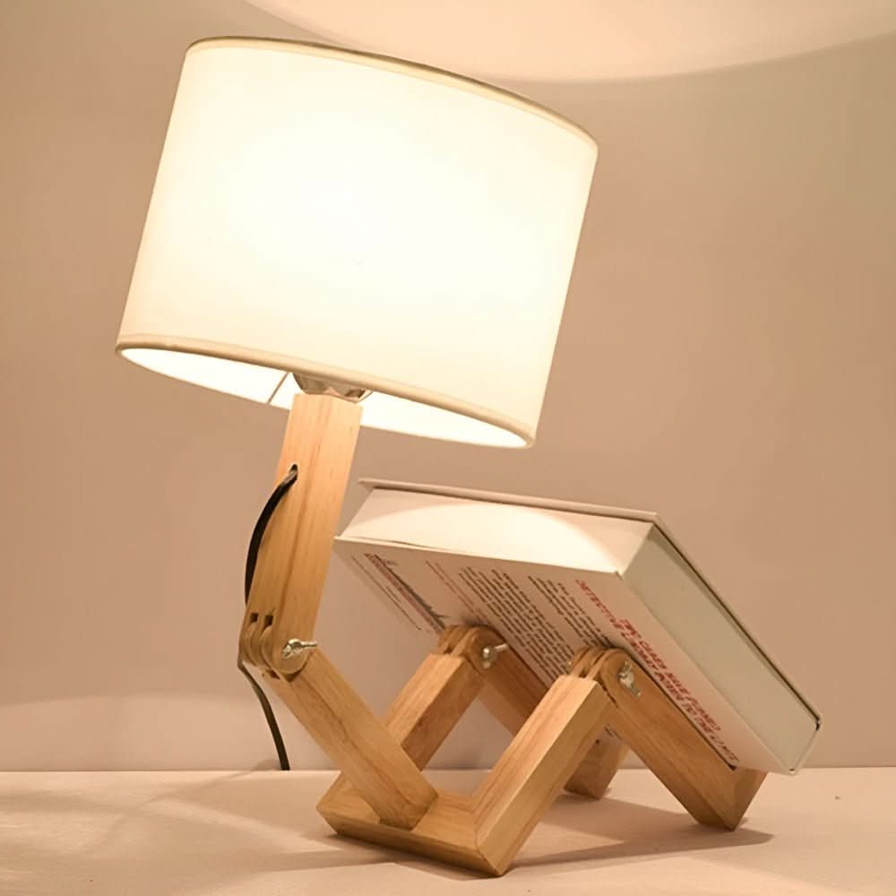 LUMIROBOT – Verstellbare Holzlampe im Roboterdesign für Lese- & Arbeitslicht