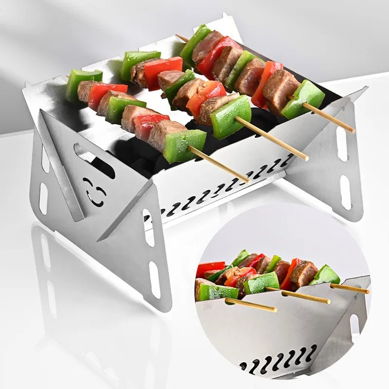 GRILLFOLD – Portable Stainless Steel Charcoal Grill for Outdoor Cooking 2