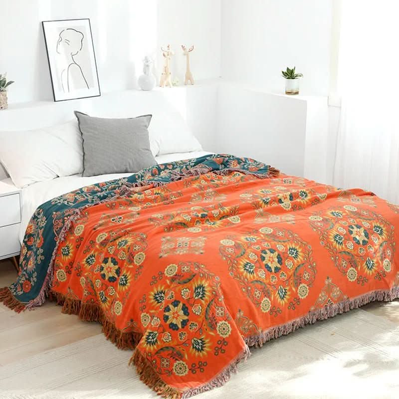 NordicLoom Bezug – Stilvolle Baumwolldecke mit Boho-Jacquard für Ganzjährigen Komfort