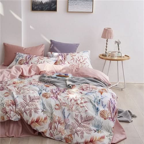 BELVIORE Küsten-Eleganz Baumwoll-Blumenbettwäsche Für Luxuriösen Schlafkomfort