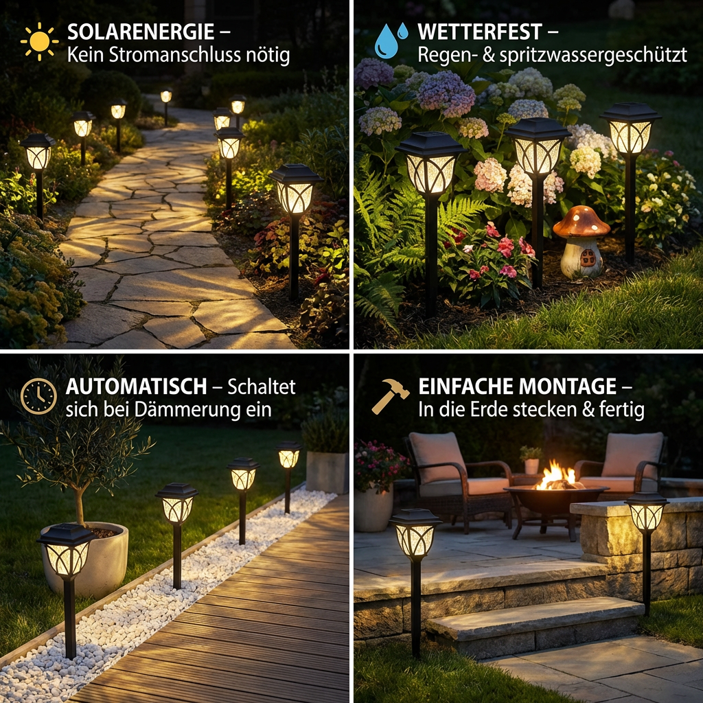 Solar LED Wegleuchten – Wetterfeste Gartenbeleuchtung für Außenbereiche