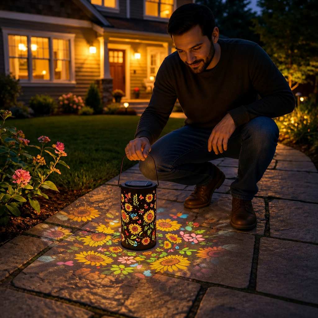 Solar-Sonnenblumenlaterne – Wasserdichte Gartenleuchte für den Außenbereich