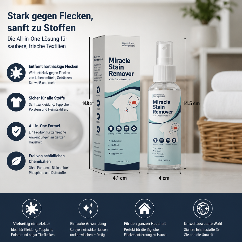 Wunder-Fleckenentferner-Spray – Stark gegen Flecken, schonend zu Textilien