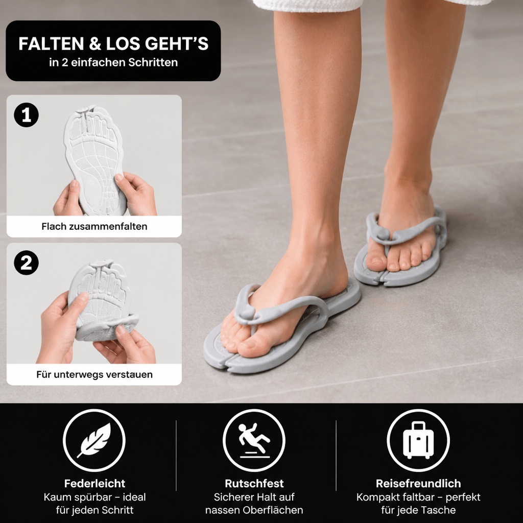 Faltbare Reise-Flip-Flops – Rutschfeste Slipper für heiße Tage