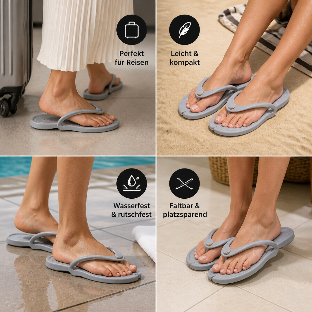 Faltbare Reise-Flip-Flops – Rutschfeste Slipper für heiße Tage