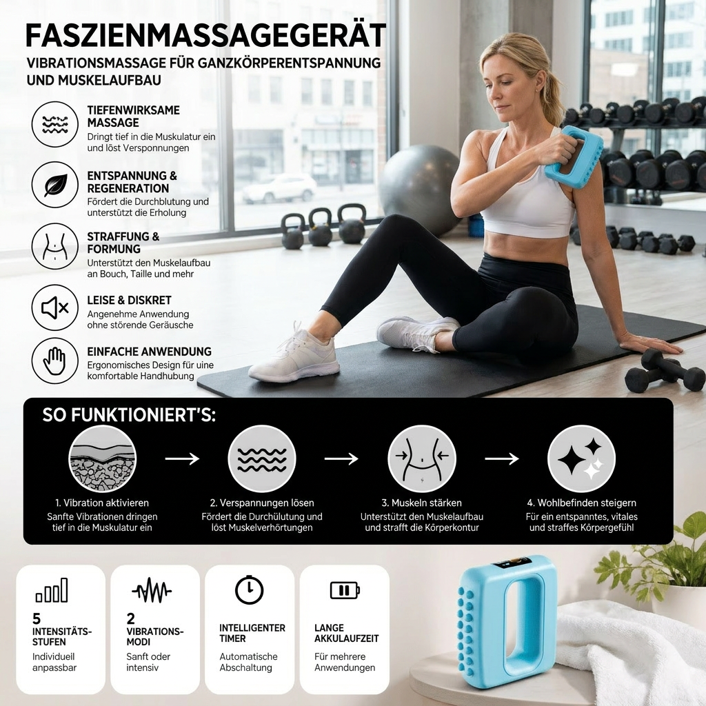 Faszienmassagegerät – Vibrationsgerät zum Muskelaufbau für Bauch, Taille und Ganzkörper