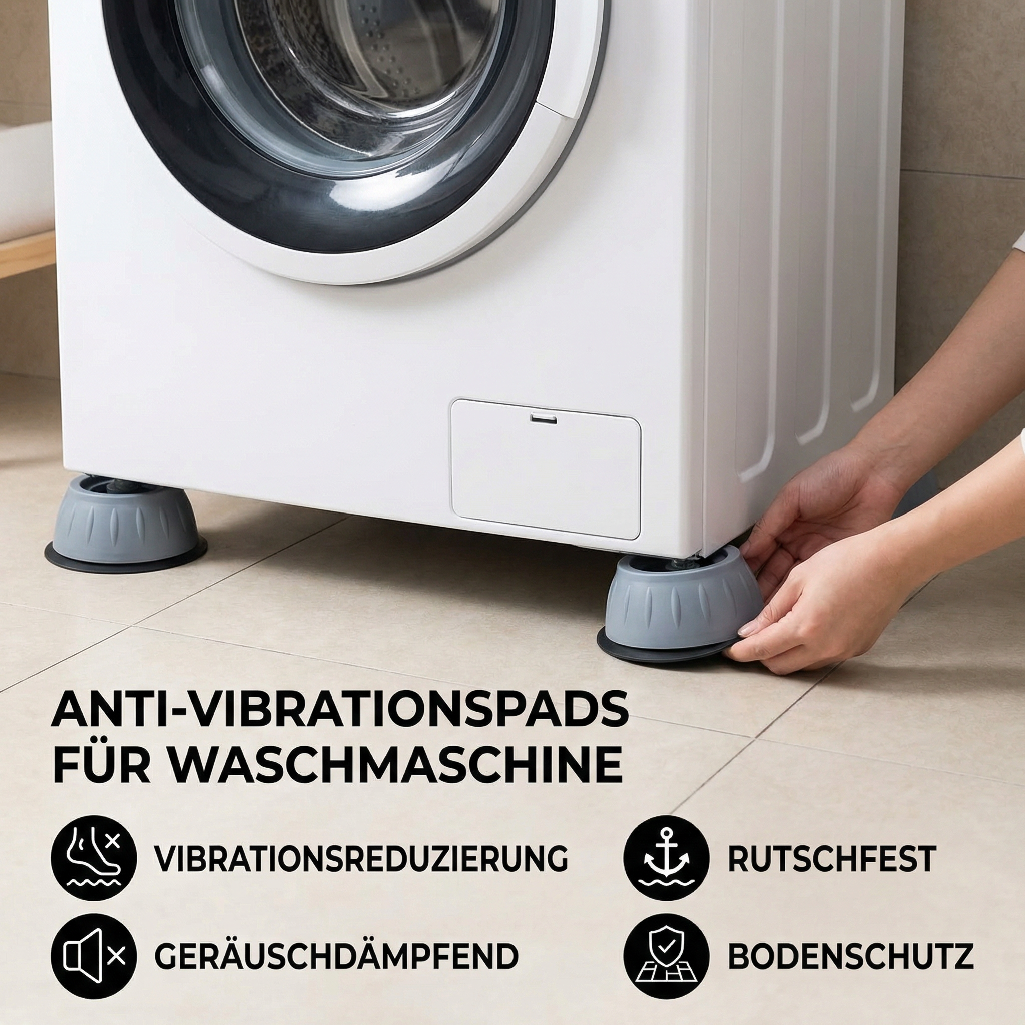 Anti-Vibrationspads für Waschmaschine – Rutschfest & Geräuschdämpfend