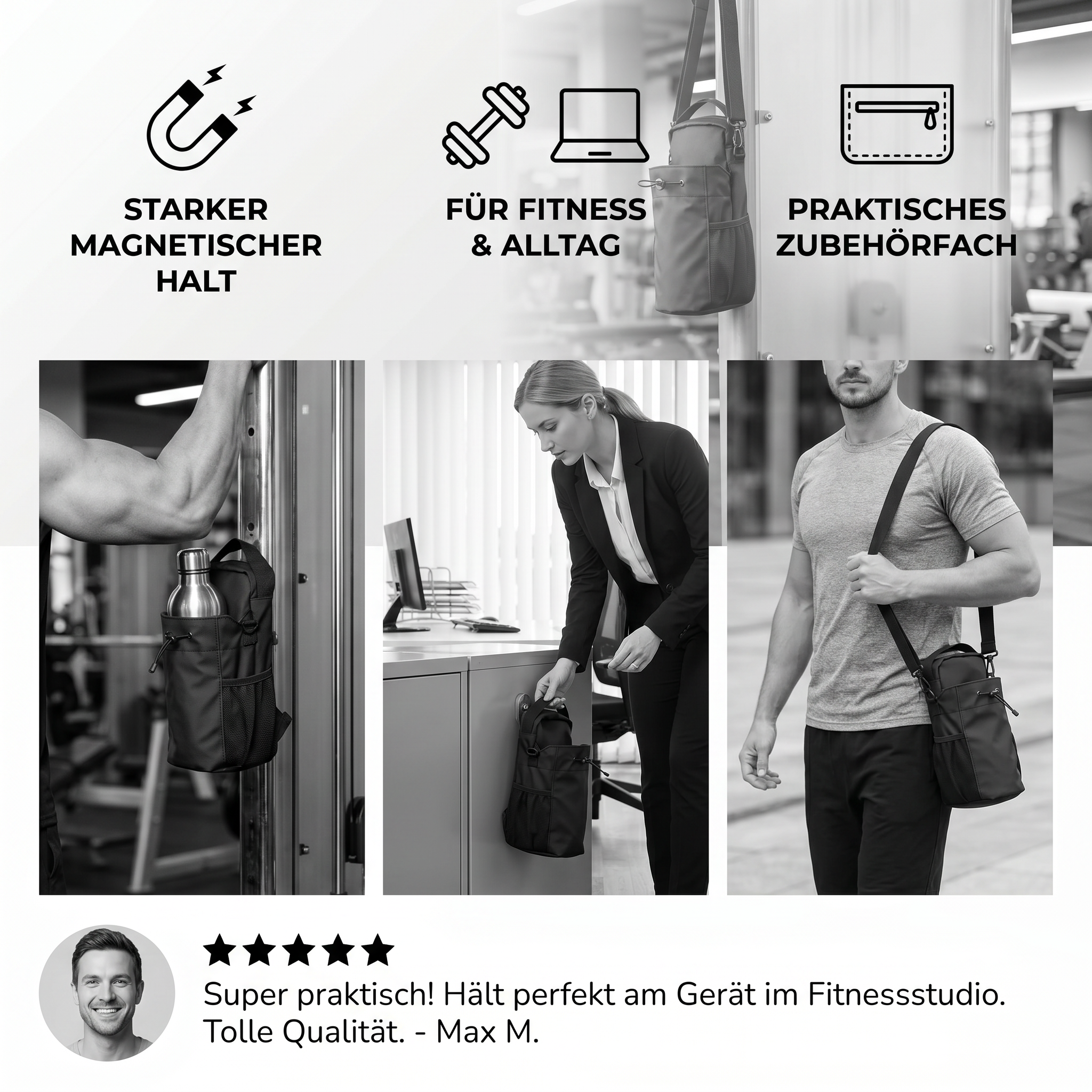 Magnetische Trinkflaschenhalter-Tasche mit starkem Halt für Fitness und Alltag