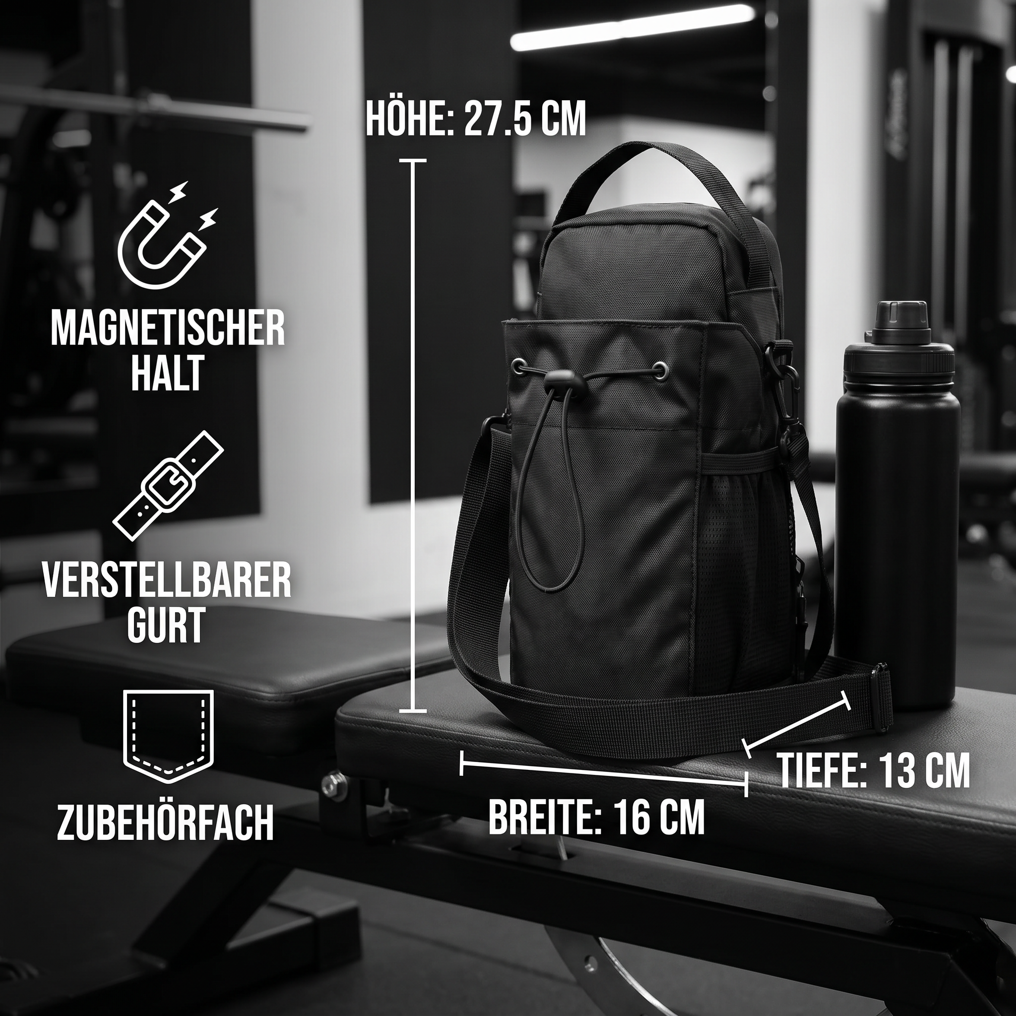 Magnetische Trinkflaschenhalter-Tasche mit starkem Halt für Fitness und Alltag