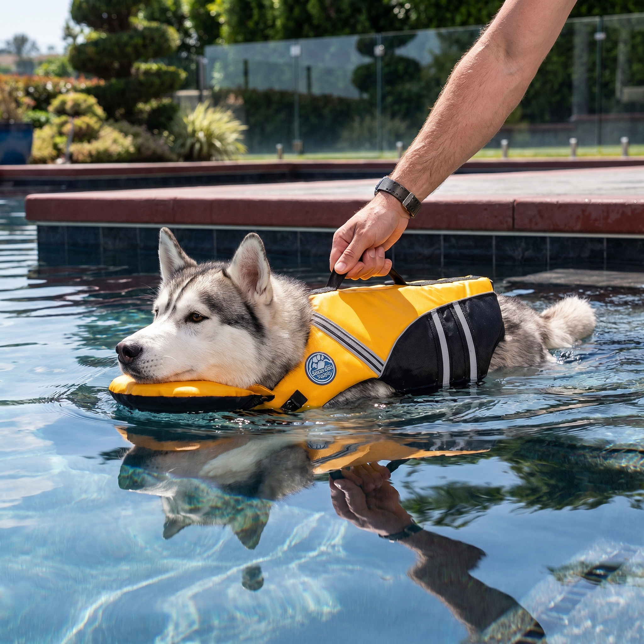 Sicherheits-Schwimmweste für Hunde mit Rettungsgriff
