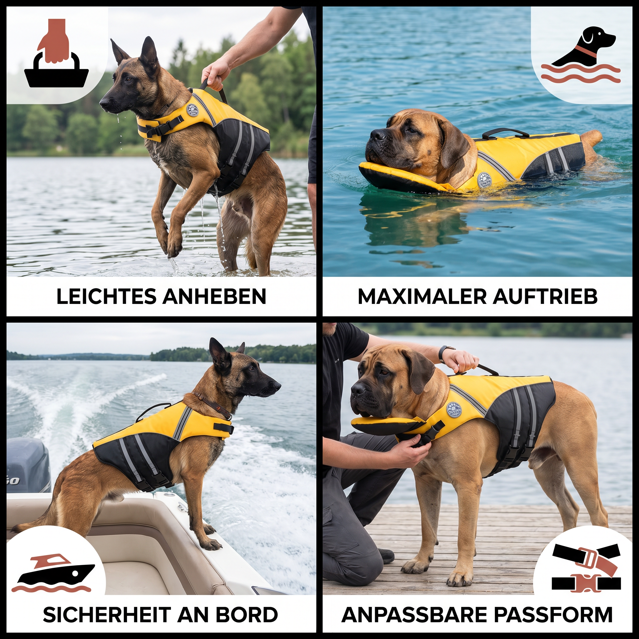 Sicherheits-Schwimmweste für Hunde mit Rettungsgriff