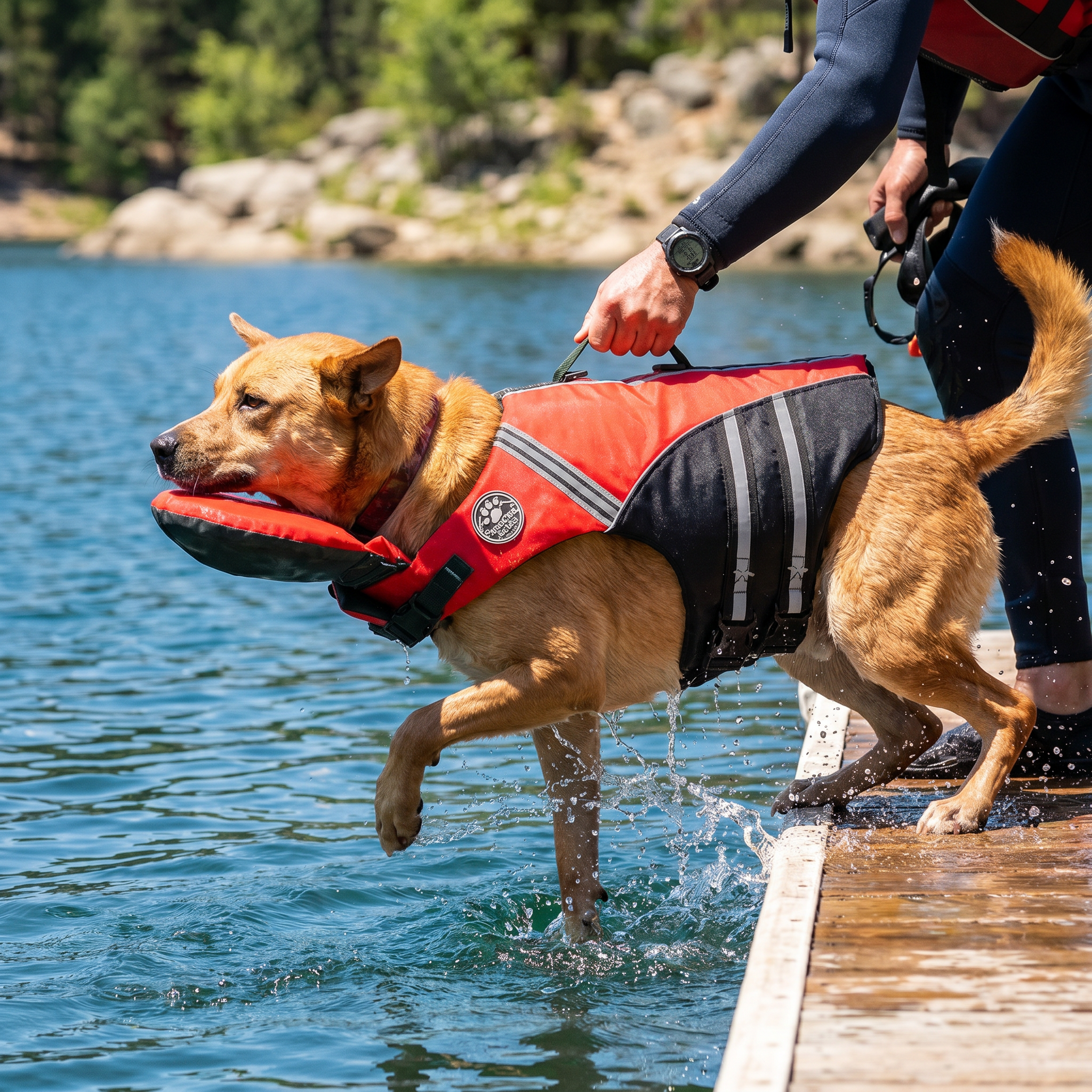 Sicherheits-Schwimmweste für Hunde mit Rettungsgriff