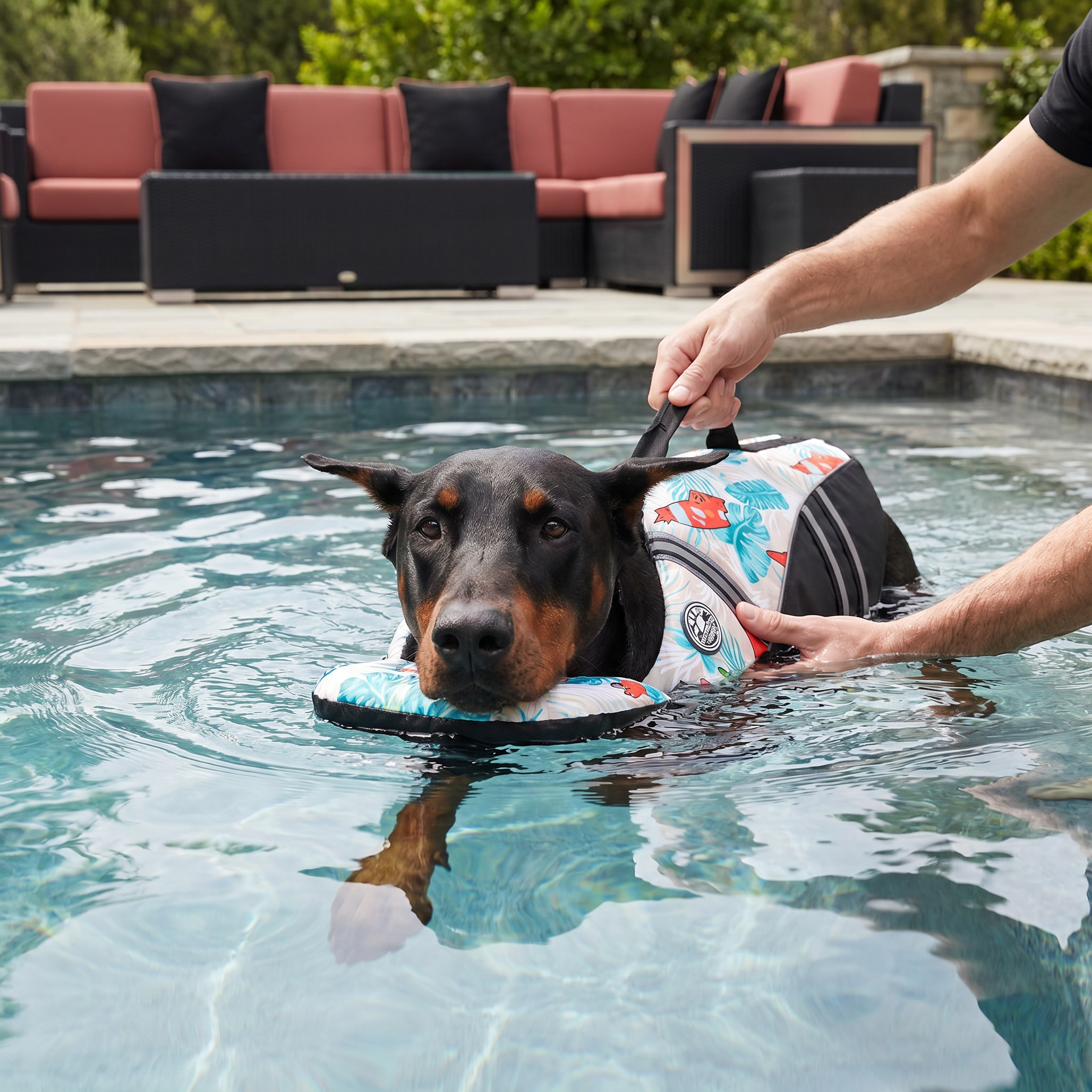 Sicherheits-Schwimmweste für Hunde mit Rettungsgriff
