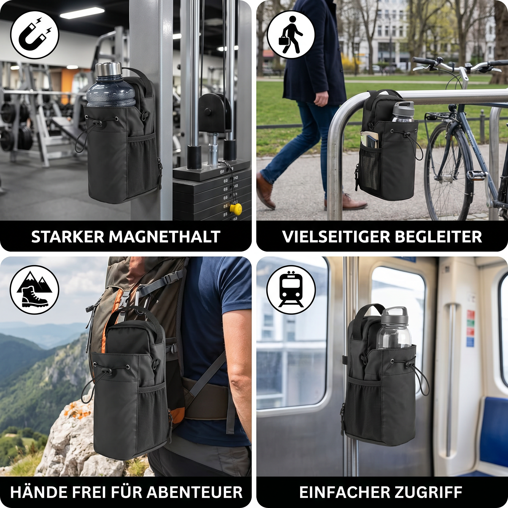 Magnetische Trinkflaschenhalter-Tasche mit starkem Halt für Fitness und Alltag
