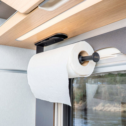Magnetic kitchen roll holder including metal bar
